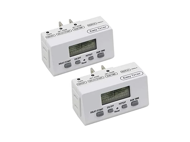 Clear Power 24 Hour Programmable Indoor Digital Timer, 2 Pack