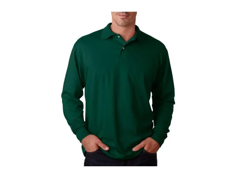 Jerzees Men (M) Long-Sleeve Polo Green-M Jersey