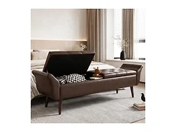 ZZW 6022 ZZW Storage Ottoman Bench 64Length 65L Faux Leathe