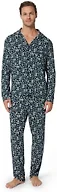 Amazon Essentials x Sofia Grainge Men's Long Sleeve Relaxed Fit Breathable Modal Jersey Pajama Set, Loungewear, Navy Bandana, Small