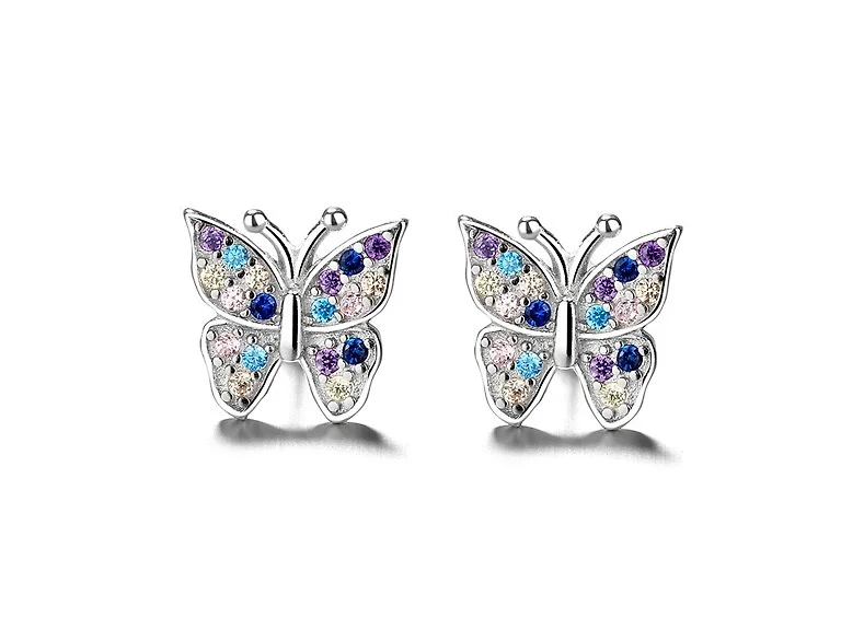 925 Silver Crystal Butterfly Earrings