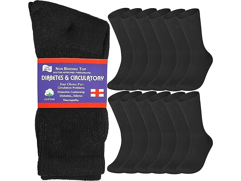 {12-Pairs} Diabetic Crew Socks