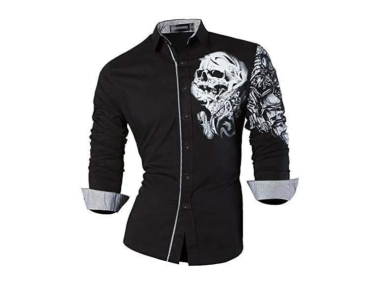 Sportrendy Men (XL) Casual Slim Long Sleeve Shirt