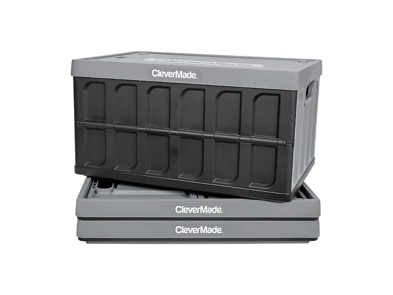 CleverMade Storage Bin (With Lid) Stone, 3PK - 46L