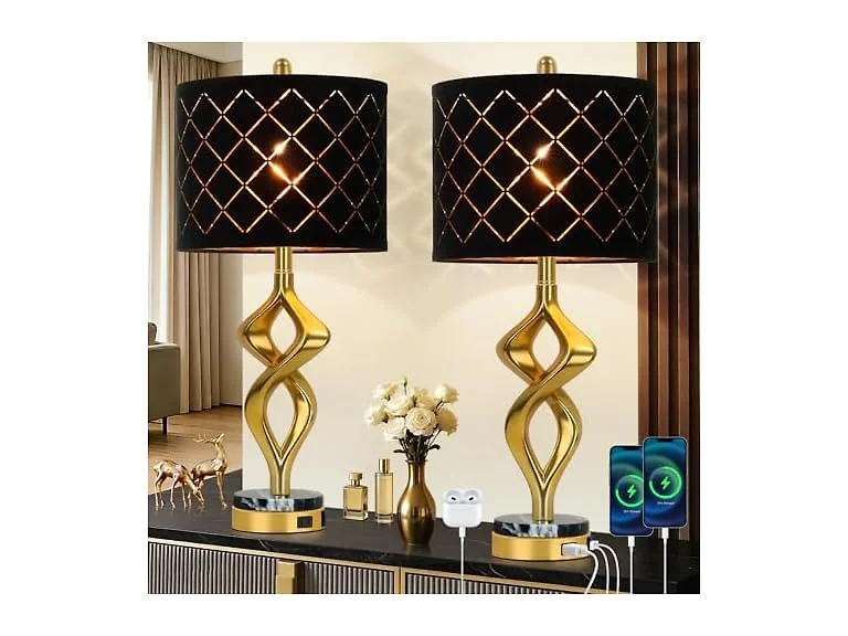 Modern Sculptural Living Room Table Lamps Set of 2