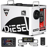 POXURIO 9L Large Diesel Heater, 8KW 240V/110V/12V/24V All in One Diesel Air Heater with LCD Switch, Remote Control, Suitable for Truck, RV, Home, Car, Campers, Boat, White