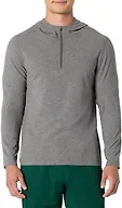 Amazon Essentials Men's Athletic Soft Performance Lightweight Quarter-Zip Hoodie Long Sleeve Workout Top, Space Dye Grey, Small