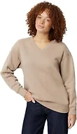 Amazon Essentials Women's Oversized V-Neck Fleece Pullover Sweatshirt, Taupe, X-Large