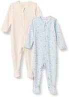 Amazon Essentials x Sofia Grainge Unisex Babies' Cotton Footed Sleep and Play One-piece Bodysuit, Pack of 2, Ivory/Geese, 6-9 Months