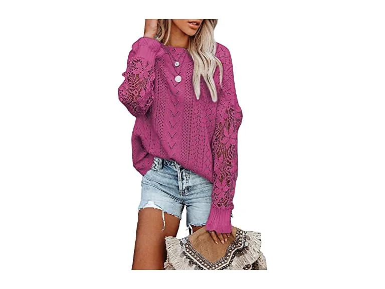 Dokotoo Women Fall Sweaters Round Neck Pullovers