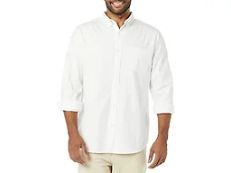 Amazon Essentials Men's Slim-Fit Long-Sleeve Stretch Oxford Cloth Shirt with Pocket, Collared, White, Medium