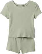 GAP Baby Girls Tee and Short Rib Set Desert Sage 3-6M