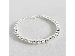 Italian 925 Sterling Silver 5MM Classic Bead Bracelet 7.5 Inch