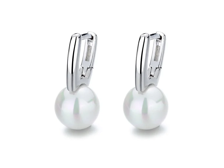 Silver Cultured Pearl Huggie Earring