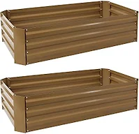 Sunnydaze Decor HB-529-2PK Steel Raised Beds 2PK Brown Br
