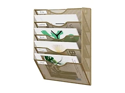 EasyPAG Wall File Organizer 5 Tier Hanging Paper Folder Holder, Zero Assembly Metal Mesh Wall Mounted Mail Organizer for Office Home Classroom Narrow Spaces, Gold