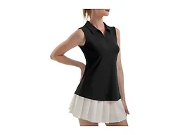 FKEEP Women's Sleeveless Polo Golf Tennis Shirt Tank Tops T-Shirts V-Neck with Collar Quick Dry Workout Athletic (Black, XS)