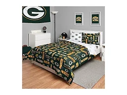FOCO Green Bay Packers NFL Team Color Bed In a Bag Comforter Bedding 5 Piece Full Set