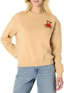 Amazon Essentials X Sofia Grainge Unisex Babies' Boxy Drop Shoulder Crewneck Sweatshirt, Light Camel Light Camel Bear Heart, Small