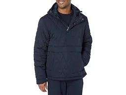 Amazon Essentials Men's Anorak Hooded Quarter-Zip Puffer Coat, Navy, Large