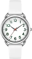 Bisley 35MM White Watch for Women Silicone Strap Green Arabic Numeral Easy to Read Waterproof Watch Fit for Any Wrist Size