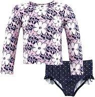 Hudson Baby Unisex Baby Swim Rashguard Set, Leafy Cosmos, 6-9 Months