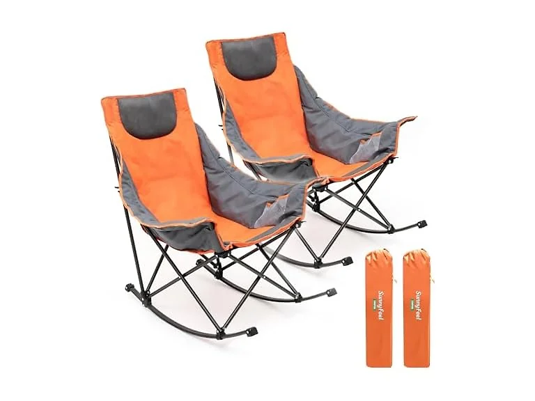 SUNNYFEEL Orange 2pk Rocking Camping Chair
