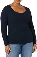 Amazon Essentials Women's Long-Sleeve Sweater Fine Gauge Stretch Scoop Neck, Available in Plus Sizes, Navy, 4X