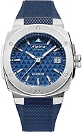 Alpina Unisex Solar Powered Solarmeter, 37.5mm Silver-Tone Stainless Steel Case with a Blue Rubber Strap & Dial (Style: AL-140N3AE6)