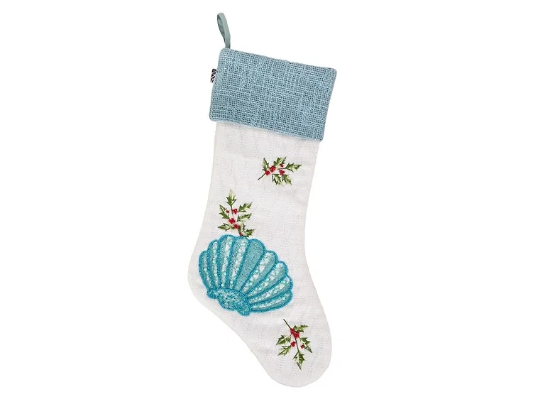 National Tree Company 20"L x 11"W Shell Embroidered Stocking