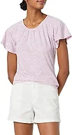 Amazon Essentials Women's Regular-Fit Short Flutter Cape Sleeve Crewneck T-Shirt, Lilac Animal, X-Large