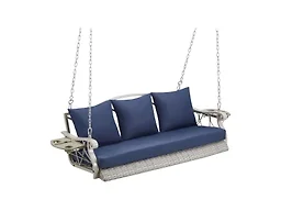 ZZW 8017 Heavy Duty 900 LBS Porch Swing Chair 3-Person Gre
