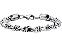 Blackjack Jewelry S-BJS26BW Polished 7MM Rope Bracelet Silver 