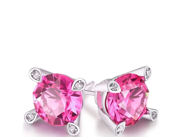 Pink Sapphire Round Studs