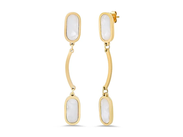 18K Gold Mother of Pearl Oval Drops
