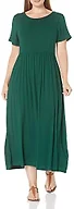 Amazon Essentials Women's Short-Sleeve Waisted Maxi Dress, Jade, XL