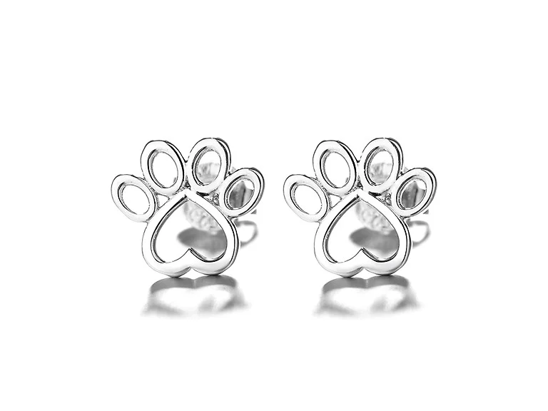 Sterling Silver Paw Stud Earrings