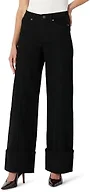 Amazon Essentials Women's High-Rise Wide Leg Cuffed Jean, Black, 8