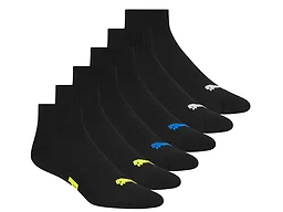 PUMA Men's 12-Pairs Quarter Crew Socks - Black/Safety Yellow