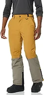 Amazon Essentials Men's Water-Resistant Insulated Snowboard Ski Snow Pant, Brown Mustard Yellow Color Block, Small