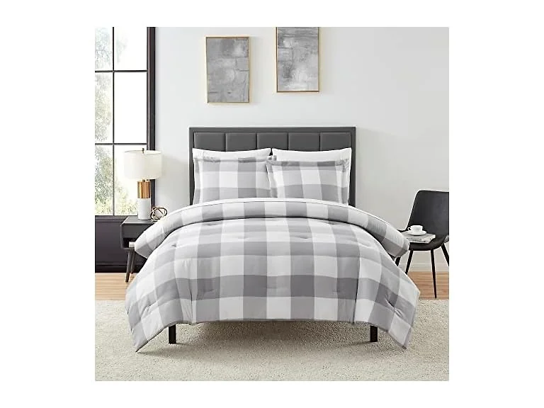 Herringbone Weave Plaid Comforter Set