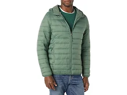 Amazon Essentials Men's Lightweight Water-Resistant Packable Hooded Puffer Jacket, Green, X-Small