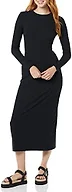 Amazon Essentials Women's Wide Rib Open Back Long Sleeve Midi Dress, Black, XX-Large