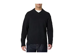 Amazon Essentials Men's Regular-Fit Cotton Blend V-Neck Sweater, Black, X-Small