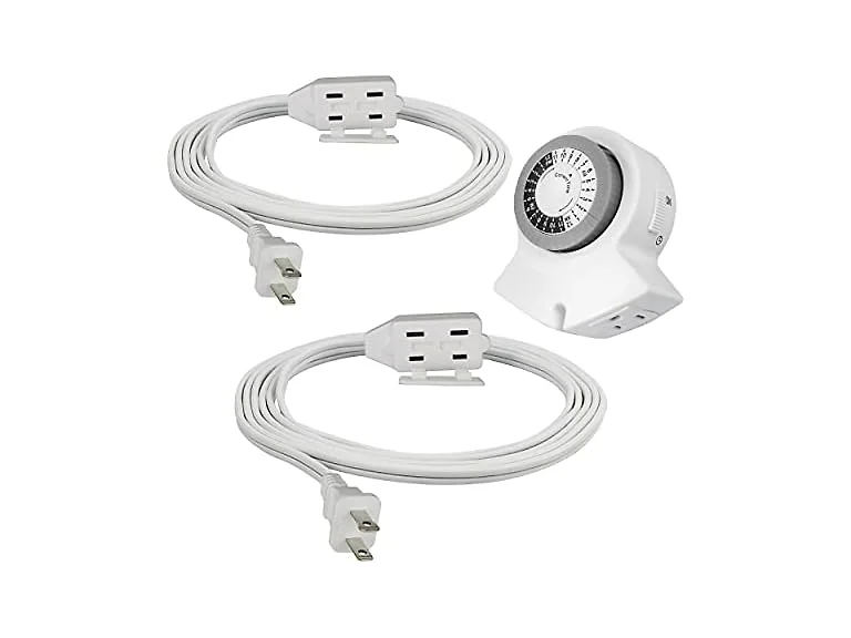 Clear Power 3 Outlet Indoor Extension Cord - 2 Outlet Timer