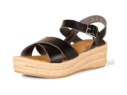 Amazon Essentials Women's Ankle Strap Flatform Espadrille Sandal Shoes, Faux Leather, Black, 5