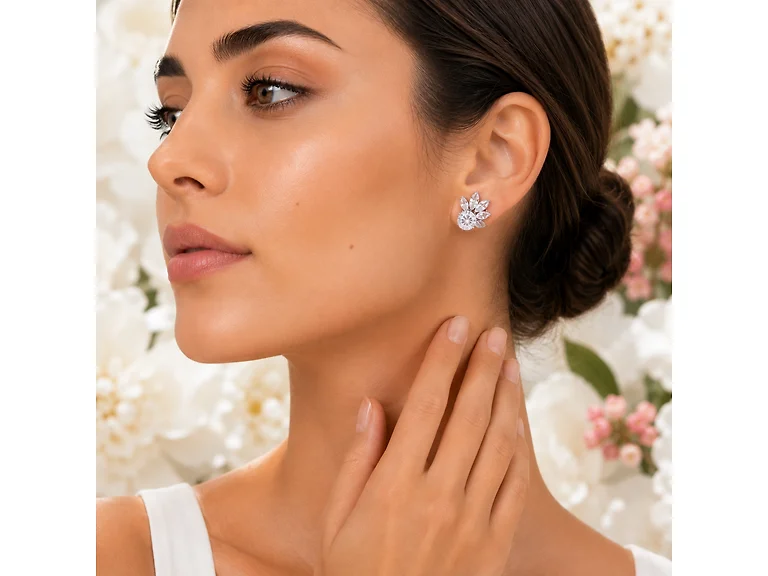 Silver Marquise Cluster Studs