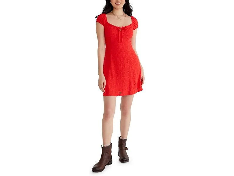 AEROPOSTALE Women's Eyelet Short Sleeve Mini Dress