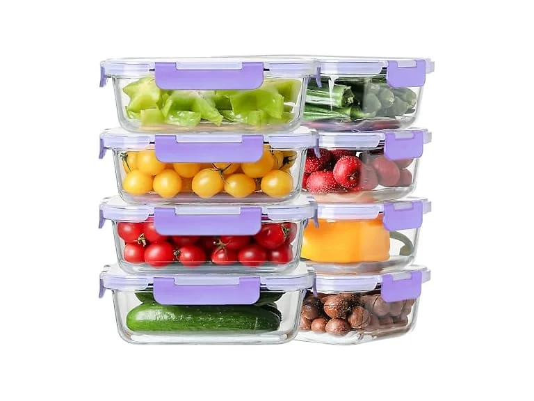 HOMBERKING 8-Pack 36oz Large Glass Meal Containers