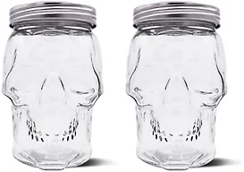 DURA LIVING DL-DL01042C2 42 oz Skull Mason Jar Glass Co